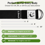 Slim Panda Yoga Strap for Stretching,Cotton Yoga Strap with Adjustable D-Ring Buckle,Non-Elastic Yoga Belt for Pilates,Gym Workouts,Physical Therapy,Improve Flexibility