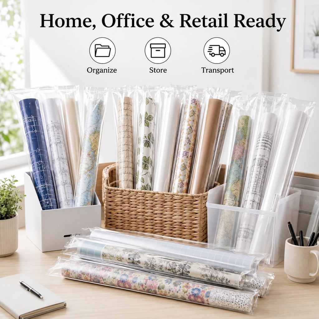 60 Pack 5x50" Long Plastic Sleeves 2.3Mil for Posters, Artwork & Blueprints