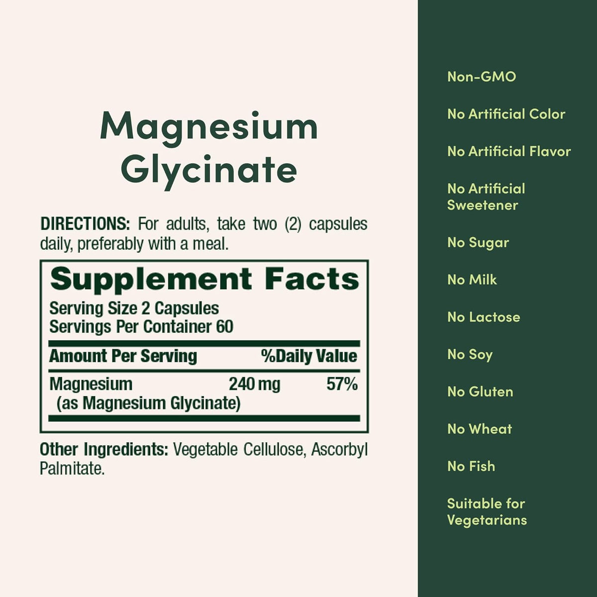 Nature’s Bounty High Absorption Magnesium Glycinate 240 mg for Supporting Muscle Relaxation and Bone, Heart & Nerve Health – Non-GMO, Gluten-Free, Vegetarian, 120 Count/60 Servings