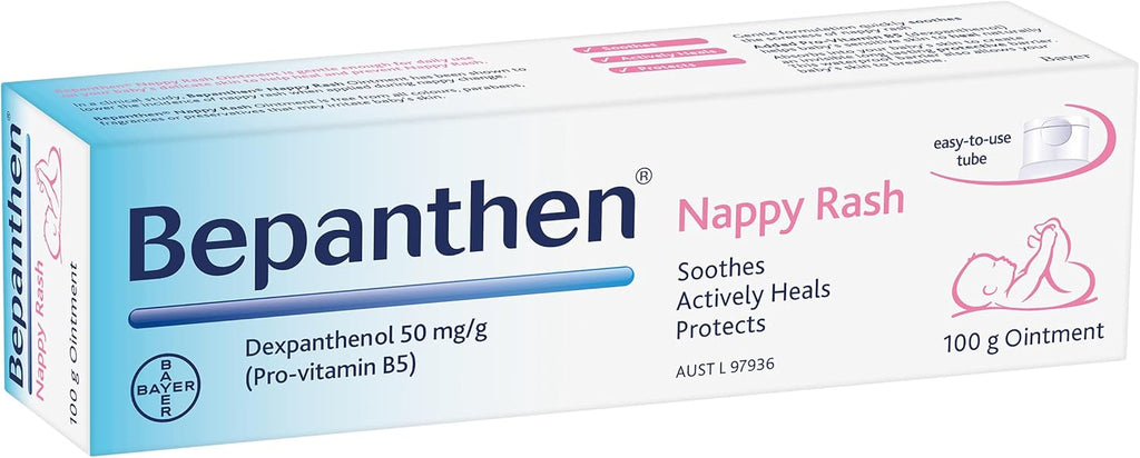 Bepanthen Nappy Rash Ointment Has a Unique Dual Action to Help Treat and Prevent Nappy Rash, Soothing and Hydrating Baby Skin Ointment, 100 g