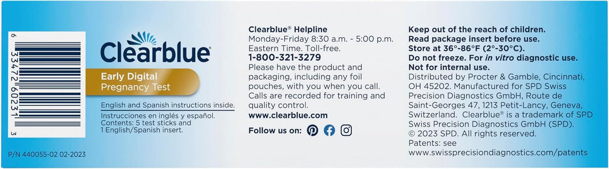 Clearblue Early Digital Pregnancy Test, Early Detection at Home Pregnancy Test, 5 Ct