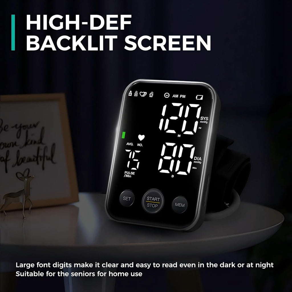 Oklar FDA Cleared Blood Pressure Monitor Upper Arm BP Machine for Home Use | Clinical Accuracy, 2x120 Memory, Large LED Display & 8.7"-15.7" Adjustable Cuff, Dual Power for Home & Travel, Black