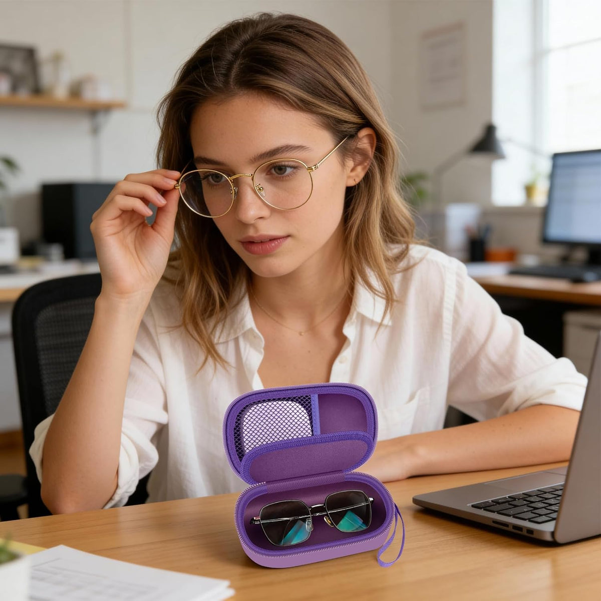 GWCASE 2-in-1 Travel Case for Eyeglasses/Sunglasses and Contact Lens Kit