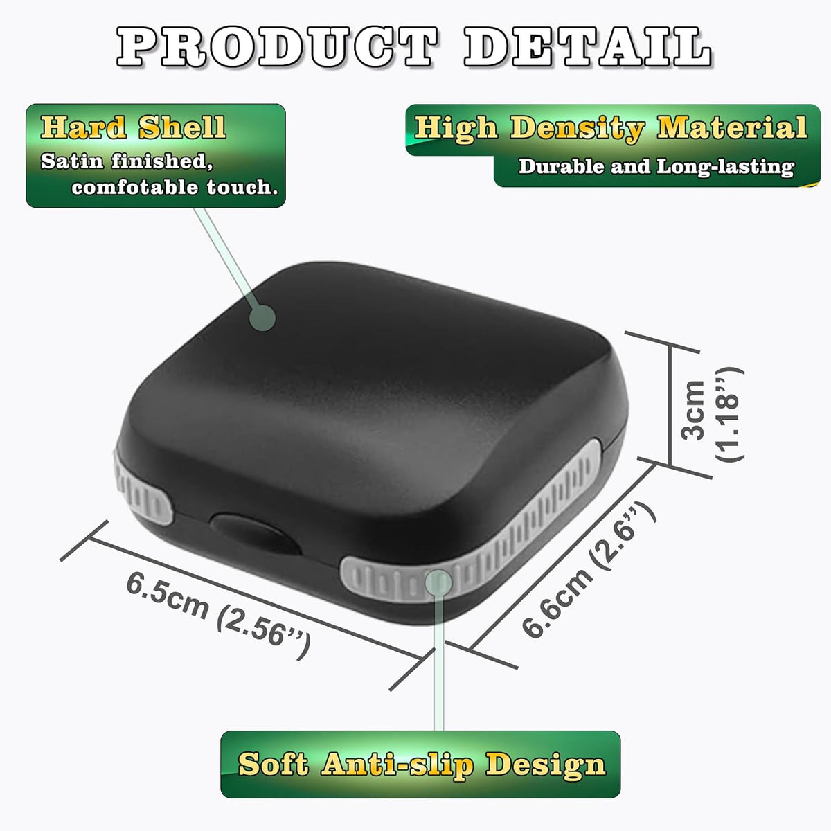Hearing Aid Travel Case, Hearing Aids Case Hard Pocket Size Small Splashproof 2.16"*2.04"*0.39" Cushioned Interior for 2 Hearing Aids, ITE, RIC, CIC Storage Box (Black)