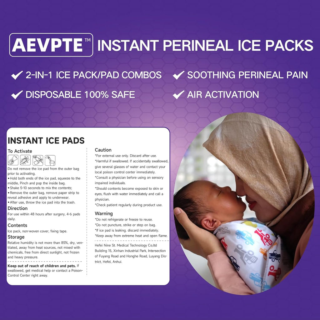 Postpartum Ice Packs, Perineal Cold Pack for Ice Pad Postpartum Care (10 Pads), 2-in-1 Maxi Cooling Pads Postpartum for Women, Disposable High Absorbent Postpartum Pads for Reduce Swelling