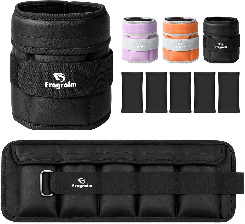 Adjustable Ankle Weights for Women and Men, 1 Pair (2–10 lbs) | PU Leather Leg Weights, Easy-Clean Surface, Removable Weight Bags, for Walking, Running, Pilates, Physical Therapy