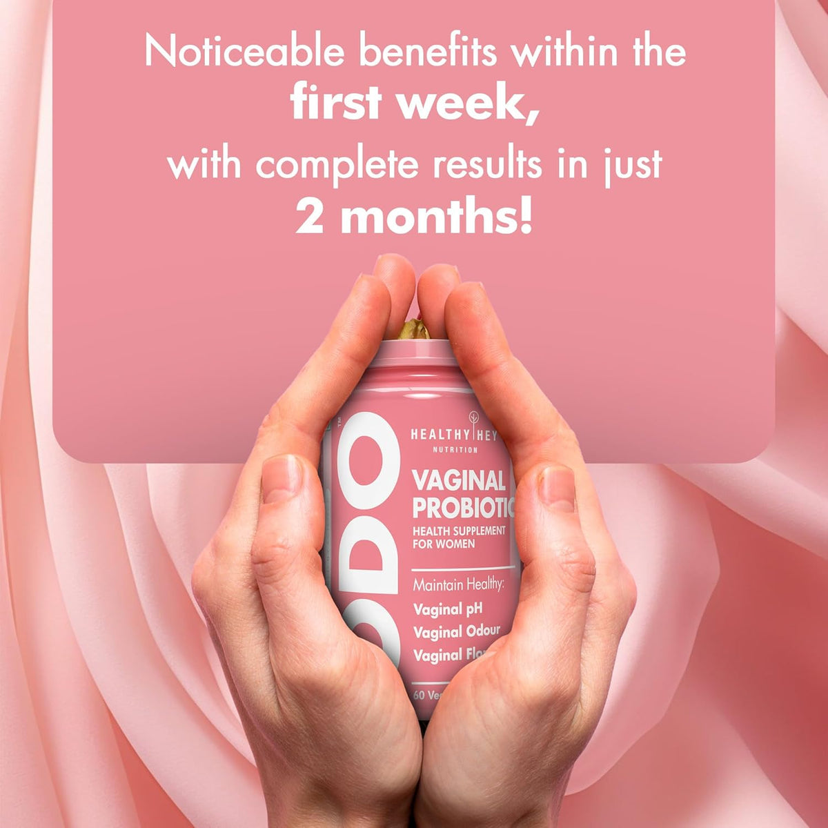 HealthyHey ODO Vaginal Probiotics for Women pH Balance with Prebiotics & Lactobacillus Probiotic Blend - Vaginal Health Supplement - Promote Healthy Vaginal Odor & Vaginal Flora - 60 Veg Capsules