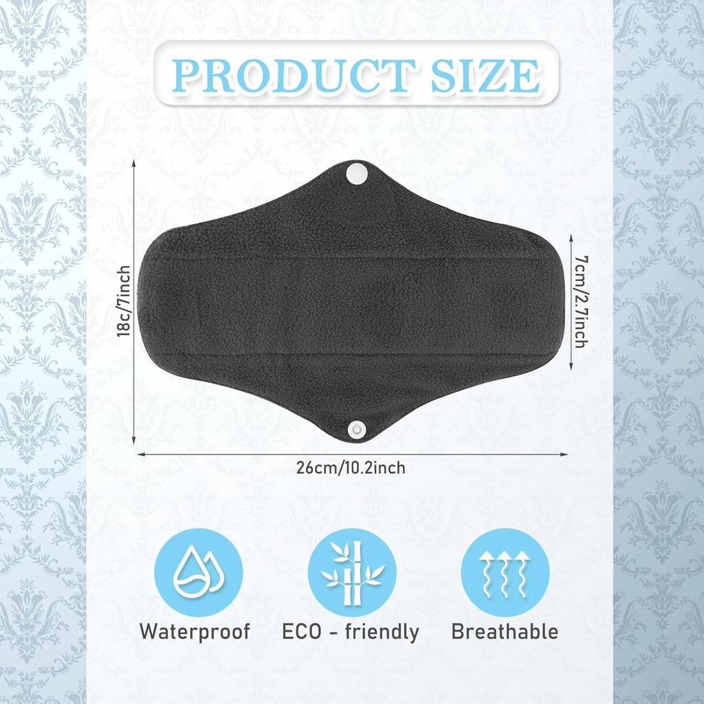 Reusable Menstrual Pads, Cloth Pads for Heavy Flow with Wet Bag, Large Sanitary Pads Set with Wings for Women, Washable Overnight Cloth Panty Pad Liners (Style c)