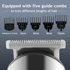 Ufree Beard Trimmer for Men, Waterproof Electric Razor, Grooming Kit | Stainless steel blades, six interchangeable heads, wet and dry use, USB rechargeable, for face body nose ear trimming, silver