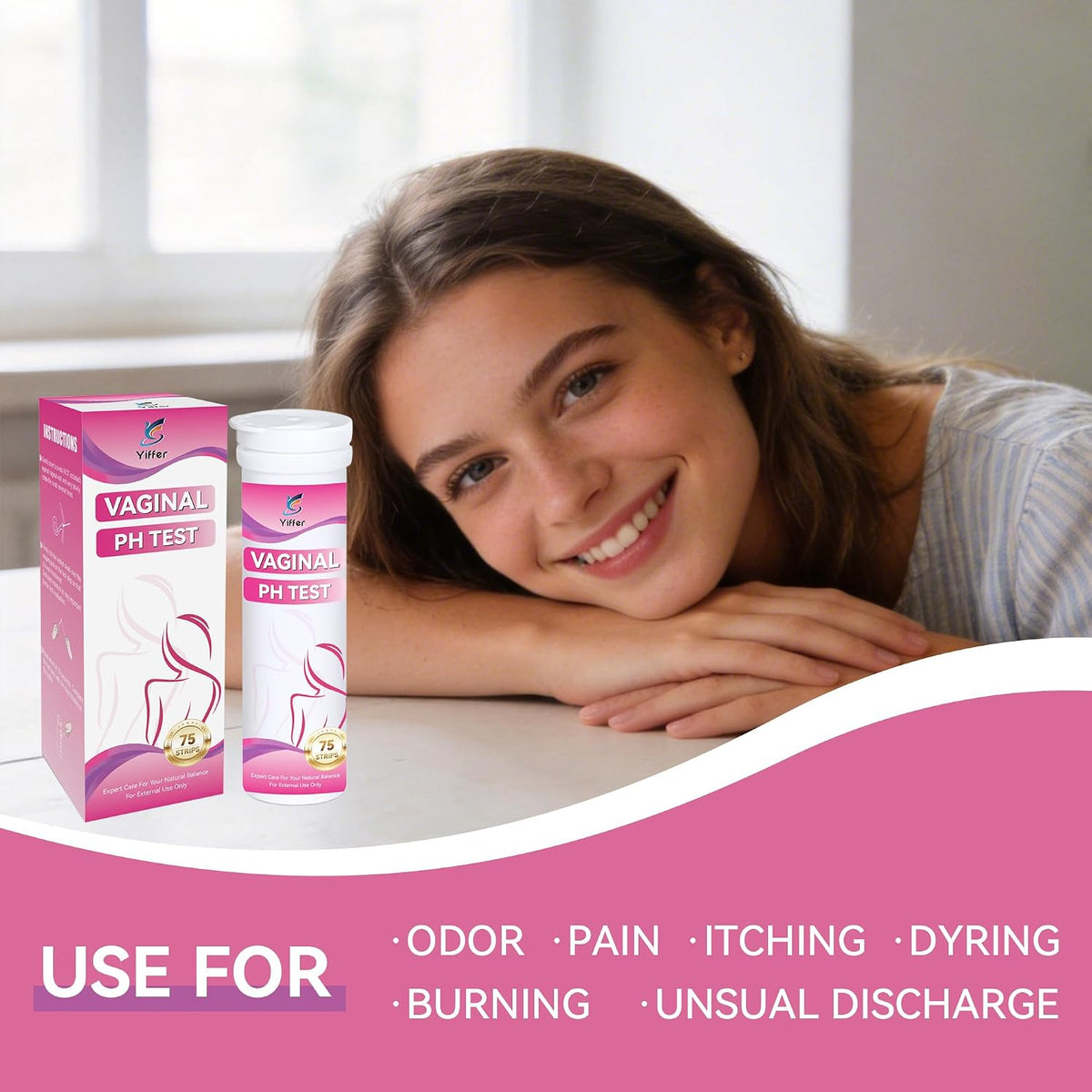 75-Count Vaginal pH Test Strips – At-Home Feminine Wellness Kit for Monitoring Balance, Yeast Infection & BV, Providing Accurate Results for Women