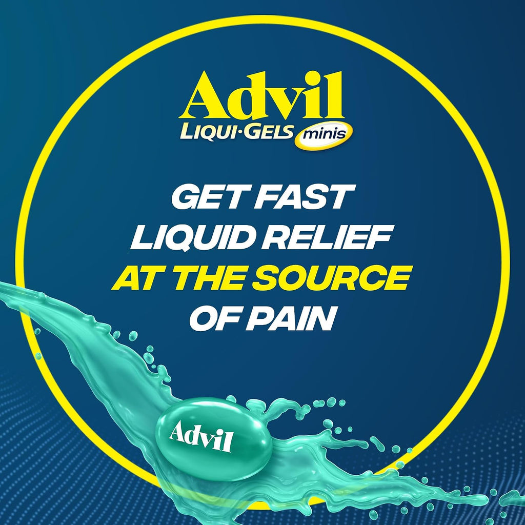 Advil Mini Liqui-Gels, Ibuprofen 200mg, Pain Relief, 8 Count | Relieves Headaches and Arthritis Pain, Reduces Fever, Mini Liqui-Gels, Travel-Size Vial
