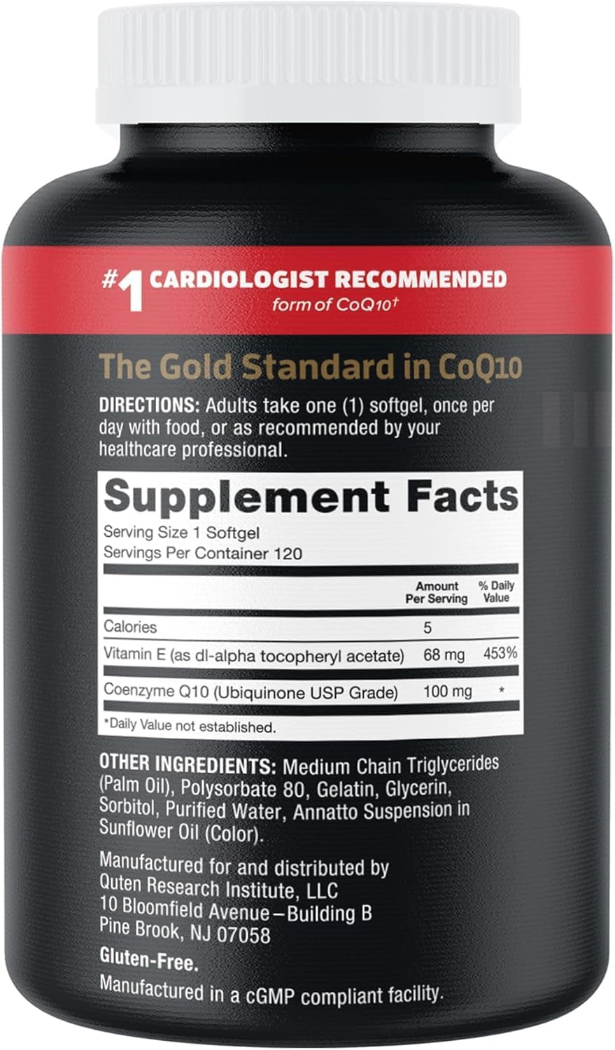 Qunol Ultra CoQ10 100mg, 3X Better Absorption, Antioxidant, 120 Softgels | #1 Cardiologist Recommended Supplement for Heart Health, Coenzyme Q10 Supplement to support Vascular Health & Cellular Energy