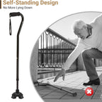 Dotday 2 Pack Cane Tips for Stability, Self Standing Cane Base Replacement | for Most Walking Canes, Walking Sticks, Folding Canes, Non-Slip Rubber Quad Cane Tip, Heavy Duty 4 Prong Rubber Cane Foot Pad