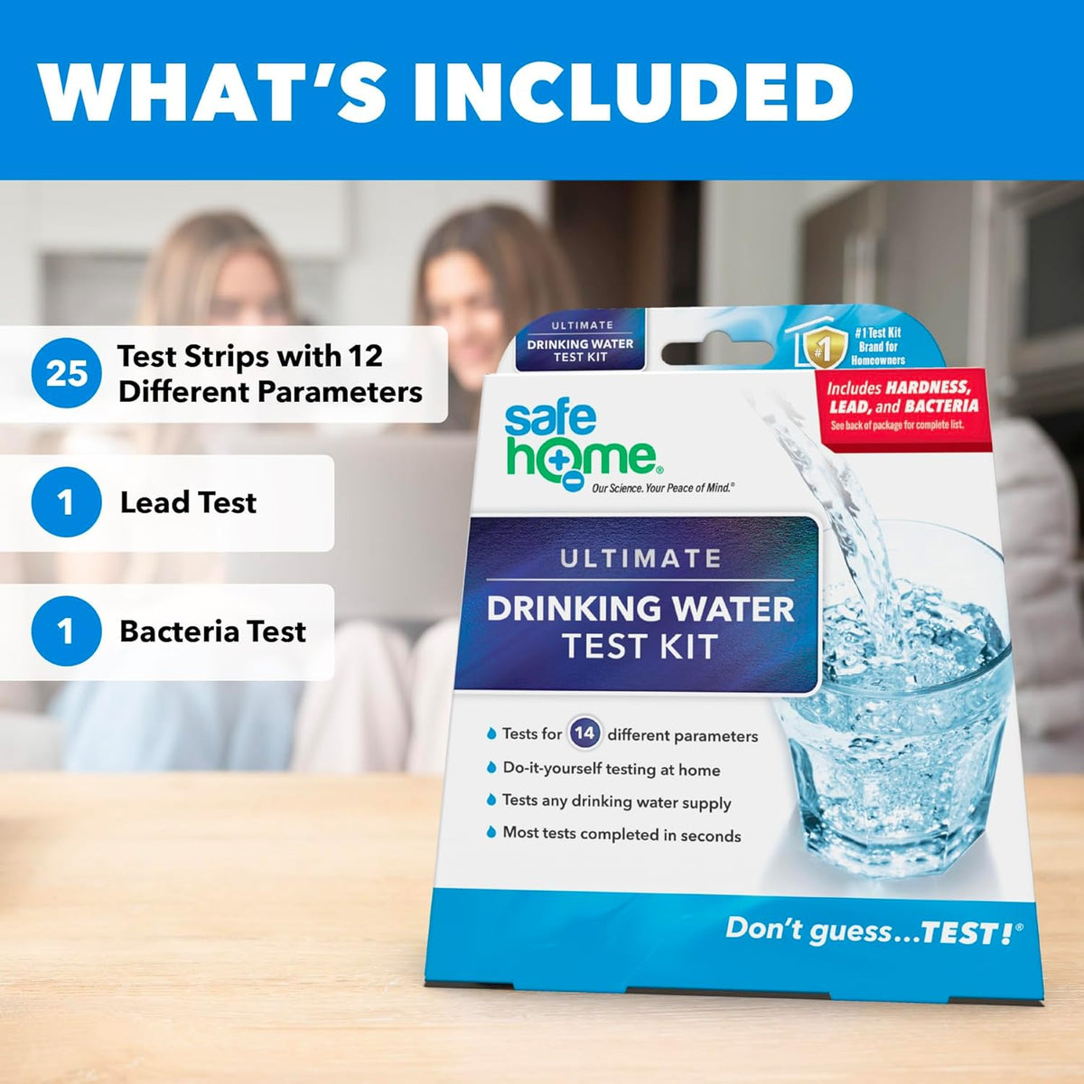 Safe Home® Ultimate DIY Drinking Water Test Kit – Testing for Lead, Bacteria, Hardness, Copper, Fluoride, Iron, Nitrate, pH, & More – City or Well Water – 302 Tests/Kit.