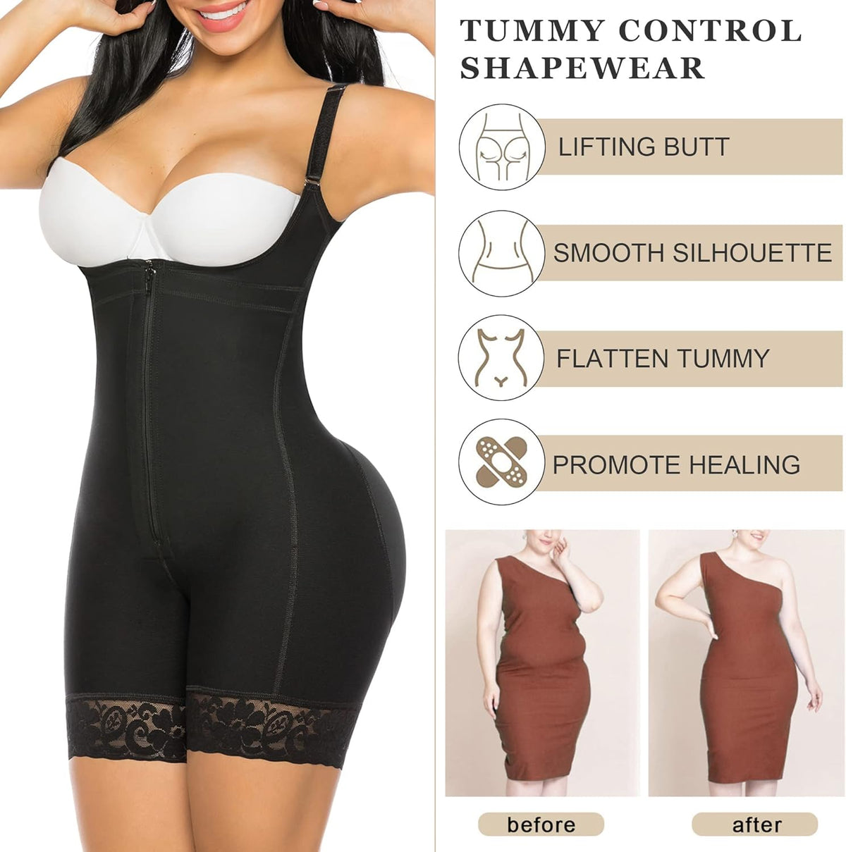 YIANNA Fajas Reductoras Mujer Body Reductor Colombianas Shapewear Shapewear Tummy Control Postpartum