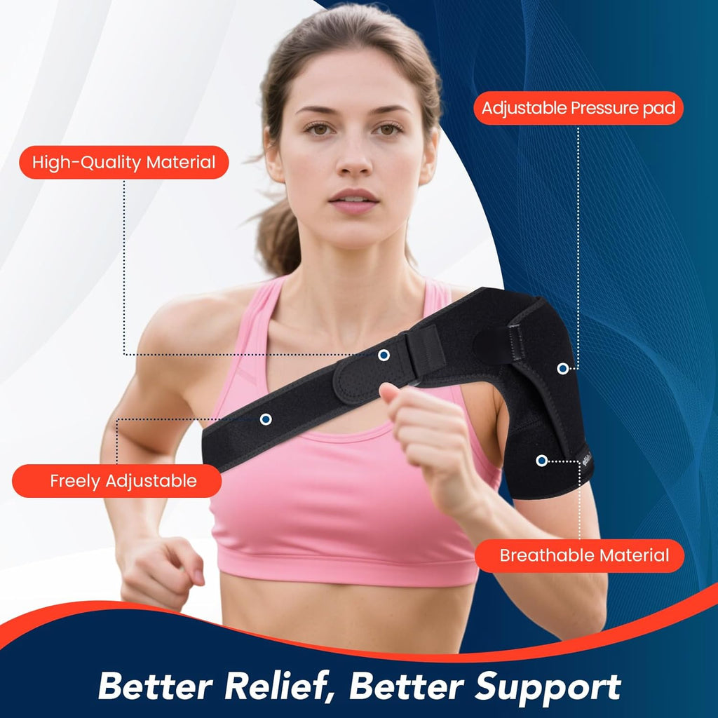 Shoulder Brace with Adjustable Compression Sleeve Rotator Cuff Support & Arm Sling, Hot/Cold Pack Compatible, Breathable Stabilizer for Pain Relief, Fits Left/Right Arm, Men & Women (Large) (Large)