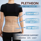 PLETHEON 3-in-1 Post Pregnancy Abdominal Belt for Women – Post Delivery Belly, Waist & Pelvis Support Wrap | Postpartum Tummy Compression Shapewear | Free Size 30–46 Inch | Beige