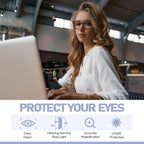 Reading Glasses for Women, 1.50 Fashion Oversized Blue Light Readers | TR90 Lightweight Cat Eye Frames Spring Hinge Eye Glasses with Blue light Protection for All Day Comfort wear & Anti Eyestrain