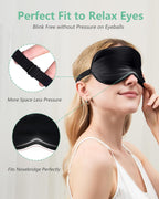 BeeVines 100% Mulberry Silk Sleep Mask, Blackout Eye Masks(Black & Black) | Natural Pure Silk Eye Shade, Real Silk Eye Cover for Sleeping, with Adjustable Strap, Reduces Puffy Eyes, Traveling Gifts