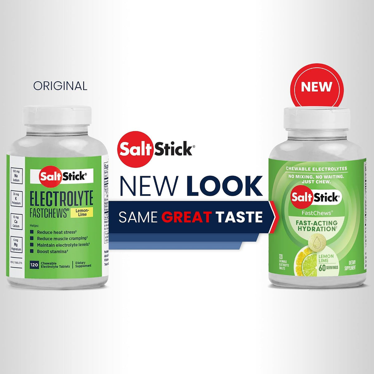 SaltStick Electrolyte FastChews Lemon Lime - 120 Chewable Tablets | Chewable electrolyte tablets that start working in 45 seconds. No mixing or waiting—just chew for hydration on the go.
