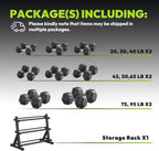 HANDBODE Rubber Coated Hex Dumbbell Set with Rack, 300-840 lb