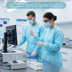Xuhal 150 Pack Disposable Isolation Gowns PPE Gowns Disposable Bulk,Blue | Spunbonded Polypropylene, 46 in Length, Elastic Cuffs, Neck and Waist Ties, for Home Isolation, Labs, Dental, Beauty Agencies