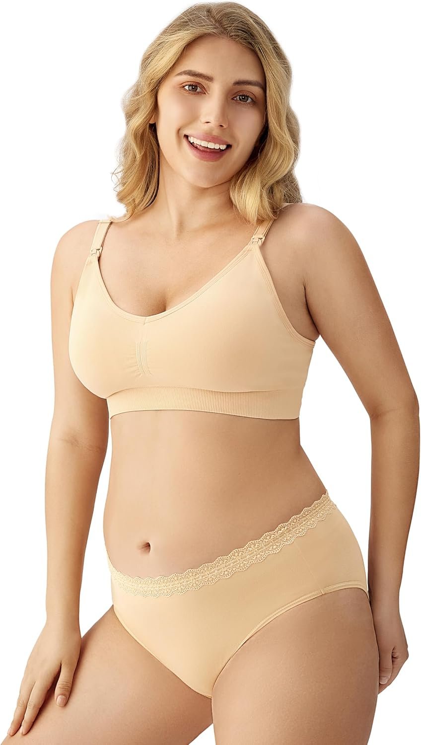 HBselect Women Maternity Bras 5 Pack Nursing Bras for Breastfeeding