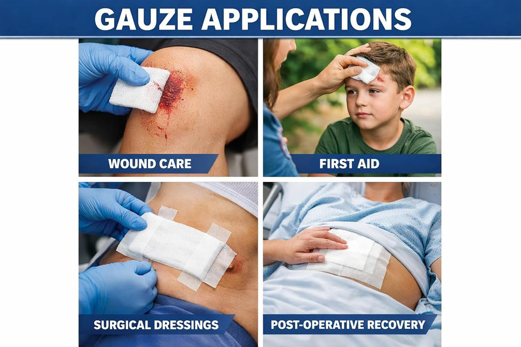 Encare Sterile Premium Gauze Pads 5 cm x 5 cm, 12 Ply | Highly Absorbent, 10 Packs (5 Pads Per Pack | Soft & Breathable for effective First Aid & Wound Management