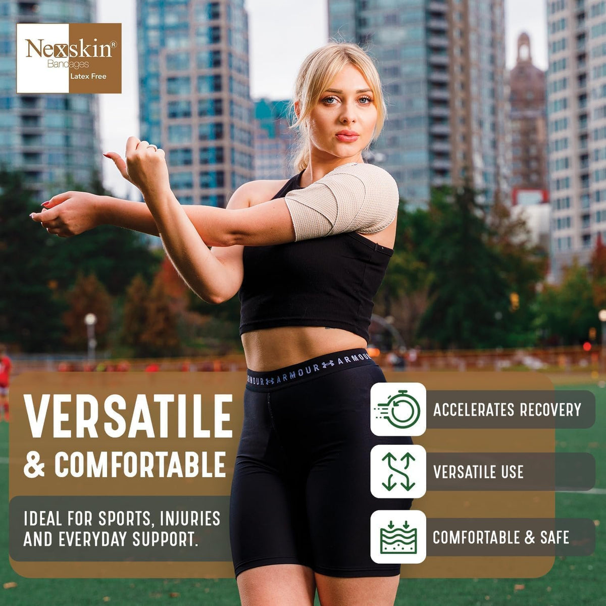 Premium Elastic Bandage Wrap (3” Wide, 2 Pack) - Nexskin Latex Free Athletic/Medical Compression Bandages Hook & Loop Fasteners at Both Ends - Lifetime Washable & Reusable Bandages