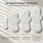 Postpartum Pads XXL Overnight 16.5" (28ct) | 17x Drier, Zero Re-Wet | pH 4.5 Balanced for Sensitive Skin | Plant-Based PLA | Unscented Heavy Flow