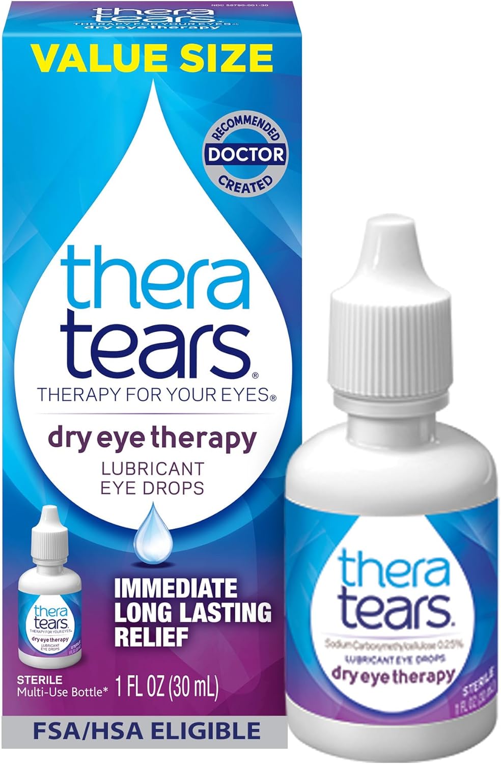 TheraTears Dry Eye Drops, Lubricating, 1 Fl Oz | Lubricating Eye Drops for Dry Eyes, Immediate Long Lasting Relief