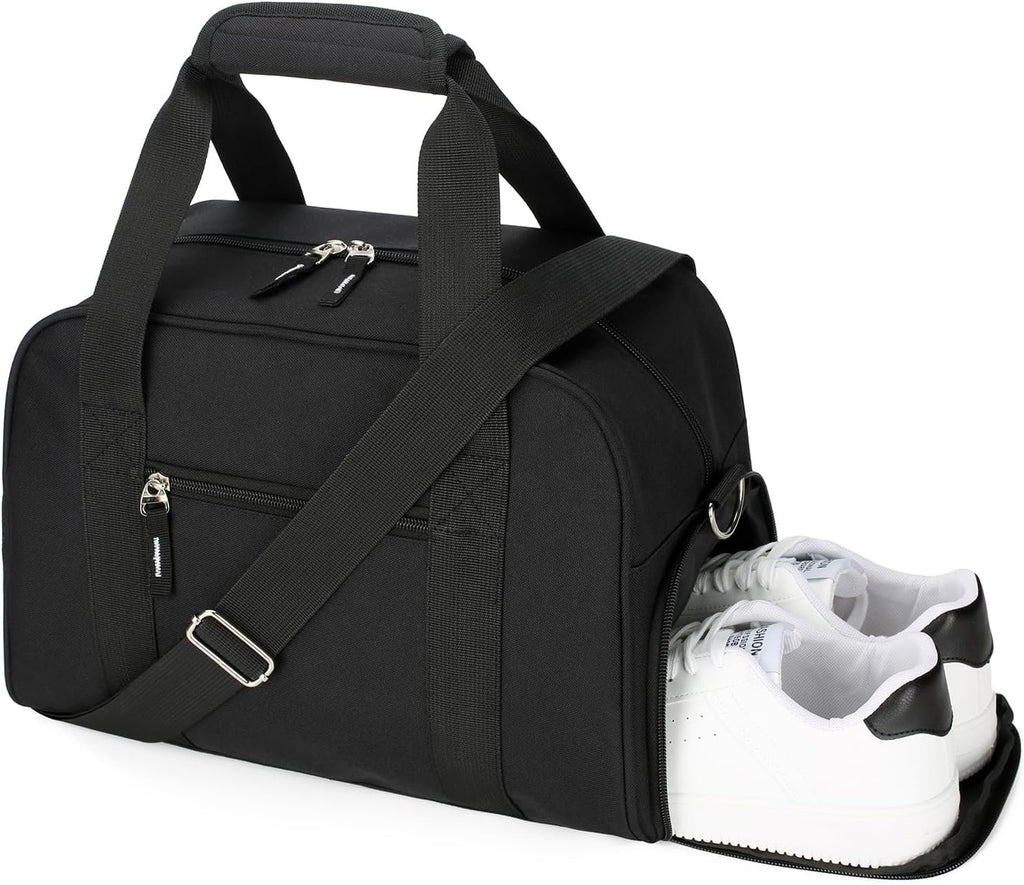 SeaRock 14 inch Small Gym Bag for Men & Women, Mini Duffle Bag with Shoe Compartment, Carry On Duffel Bag for Travel Sports, Black