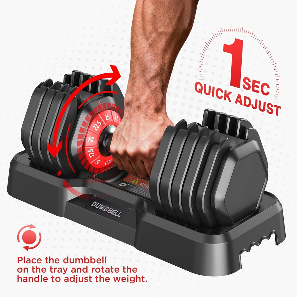 Adjustable Dumbbells Set All in One Free Weights Set for Home Gym | 25/26.5/52.5/55/85lbs Weights Dumbbells Set, 1 Sec Adjust Weights with Anti-Slip Handle for Home Fitness