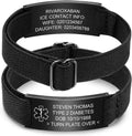 Personalized Medical Alert Bracelet for Men - Customized Elastic Strap Stainless Steel ID Bracelets Engraved Medic Info, Emergency Awareness Medic ID Bracelet for Autism Allergy Diabetic Epilepsy