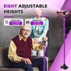 BigAlex Folding Walking Cane with Two Led Lights for Elderly Solid Base Adjustable Walking Stick with Carrying Bag for Men Women