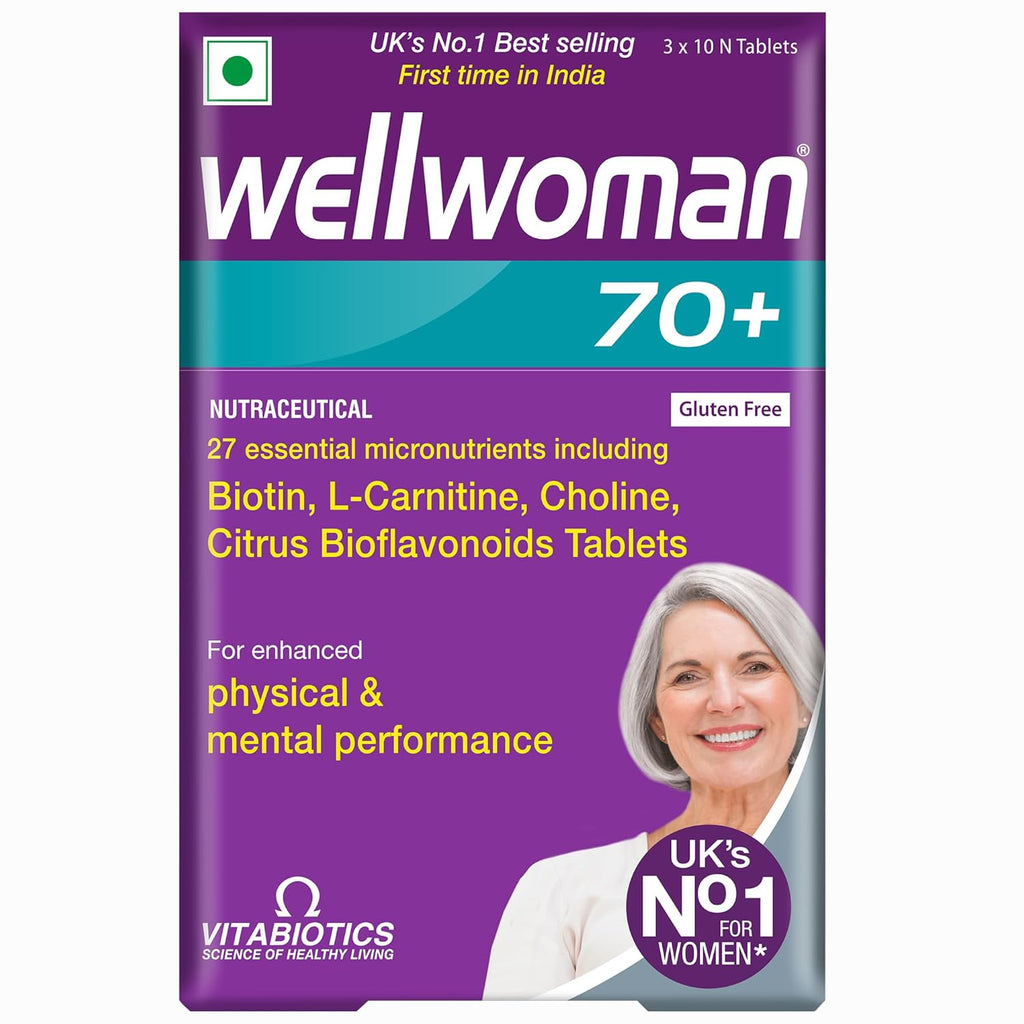 WELLWOMAN 70+ Multivitamins For Women Over Age 70 With Biotin,Isoflavones,Zinc,Vitamind To Support Physical & Mental Health,Improve Cognitive Function & Energy Levels Vegetarian,1 count,30 capsules
