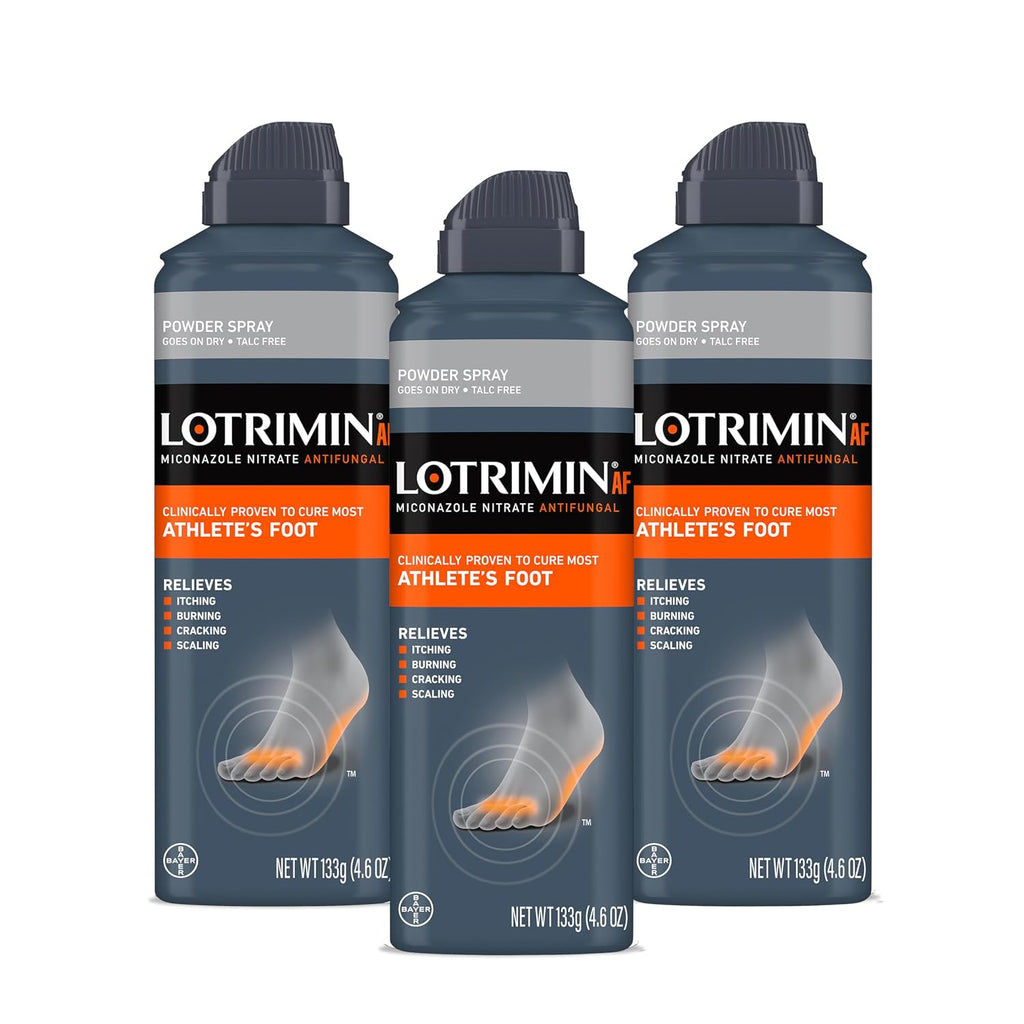 Lotrimin AF Athlete's Foot Powder Spray, Miconazole Nitrate 2%, Clinically Proven Effective Antifungal Treatment of Most AF, Jock Itch and Ringworm, 4.6 Ounce (Pack of 3)