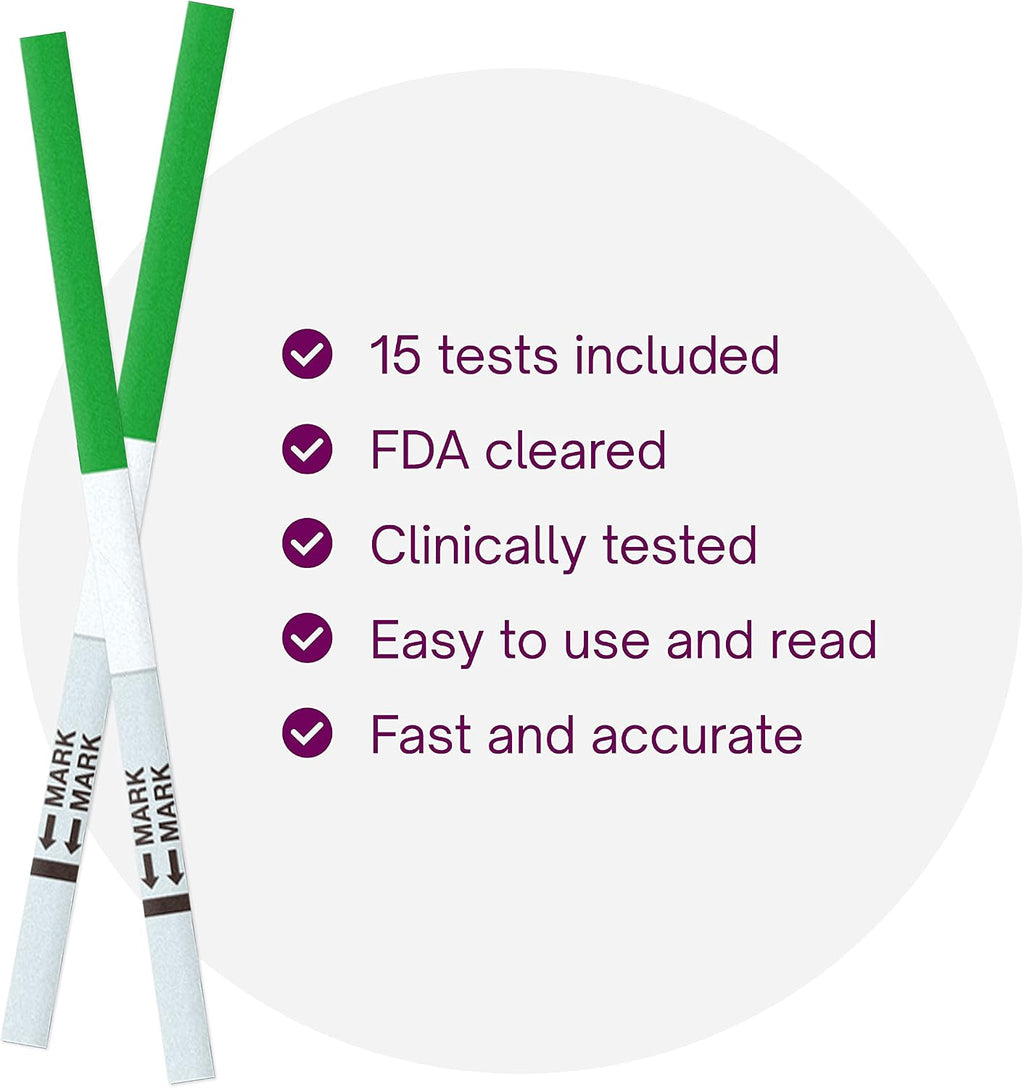 Natural Cycles Ovulation Test Strips 15 Count - 99% Accurate LH Tests | LH detection • At-home fertility testing • Easy-to-read strips • Identifies fertile window • 15 test strips • 99% accurate