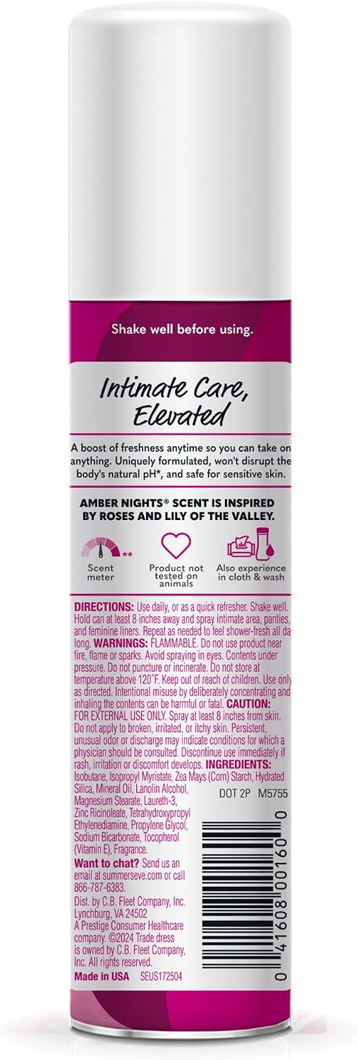 Summer's Eve Daily Refreshing Feminine Spray, Amber Nights, 2 Oz