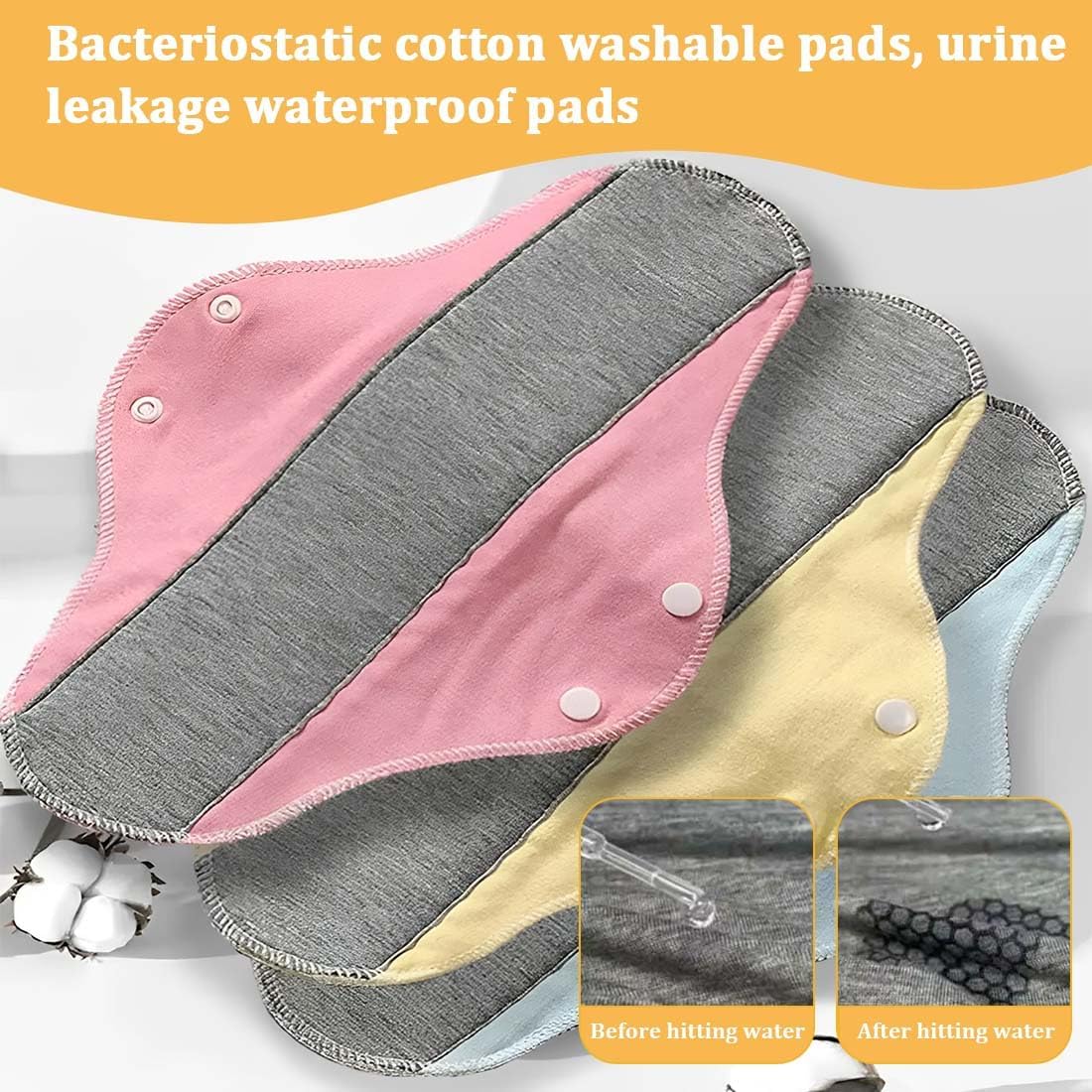 4 Reusable Sanitary Pads, Antibacterial Cotton, Graphene Cotton, Washable Nighttime Heavy Flow Menstrual Sanitary Pads