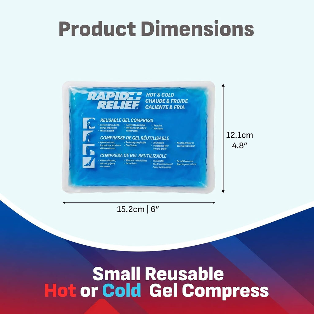 Rapid Relief Gel Ice Pack, Reusable Cold Pain Relief, Small 4x6 Inch 1 Ct