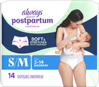 Always Discreet Postpartum and Adult Incontinence Underwear for Women, Size S/M, Maximum Protection, 16 CT