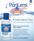 Purilens Mini Preservative-Free Contact Lens Saline 60ml (2 fl. oz.) 2 Pack
