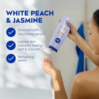 NIVEA Refreshing White Peach and Jasmine Body Wash, Multipack, 3 x 20 FL OZ | Scented Body Wash for Women with Nourishing Serum, Enriched with Provitamin B5 and Vitamin E, Paraben Free