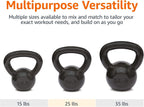 Amazon Basics Cast Iron Kettlebell for Strength Training, Textured Wide Handle, Black