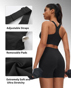 High Support Sports Bras for Women, Adjustable Straps Racerback Bra with Removable Cups, for Workout Running Gym