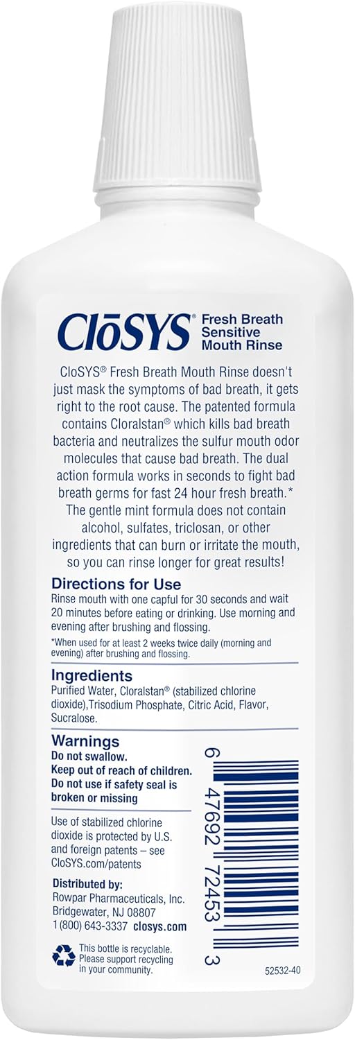 CloSYS Mouthwash, 32 Ounce, Fresh Breath Mouthwash, Gentle Mint