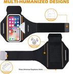 Running Armband with Earphone Bag Cell Phone Armband for iPhone 17 16 15 Pro 14 Plus 13 11 XR, Galaxy S24/S10 Water Resistant Sports Phone Holder Case & Zipper Slot Car Key Holder for 6.9 inch Phone