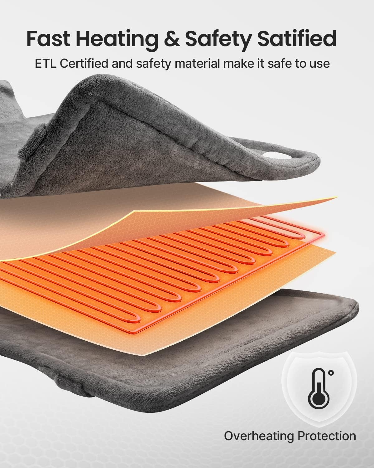 RENPHO Heating Pad for Back, Gift for Women & Men, FSA Eligible HSA | Fits for Neck & Shoulders, 6 Heat Levels, Weighted for Snug Fit, ETL Certified, Birthday Gift for Mom & Dad, 24 x 33", Gray