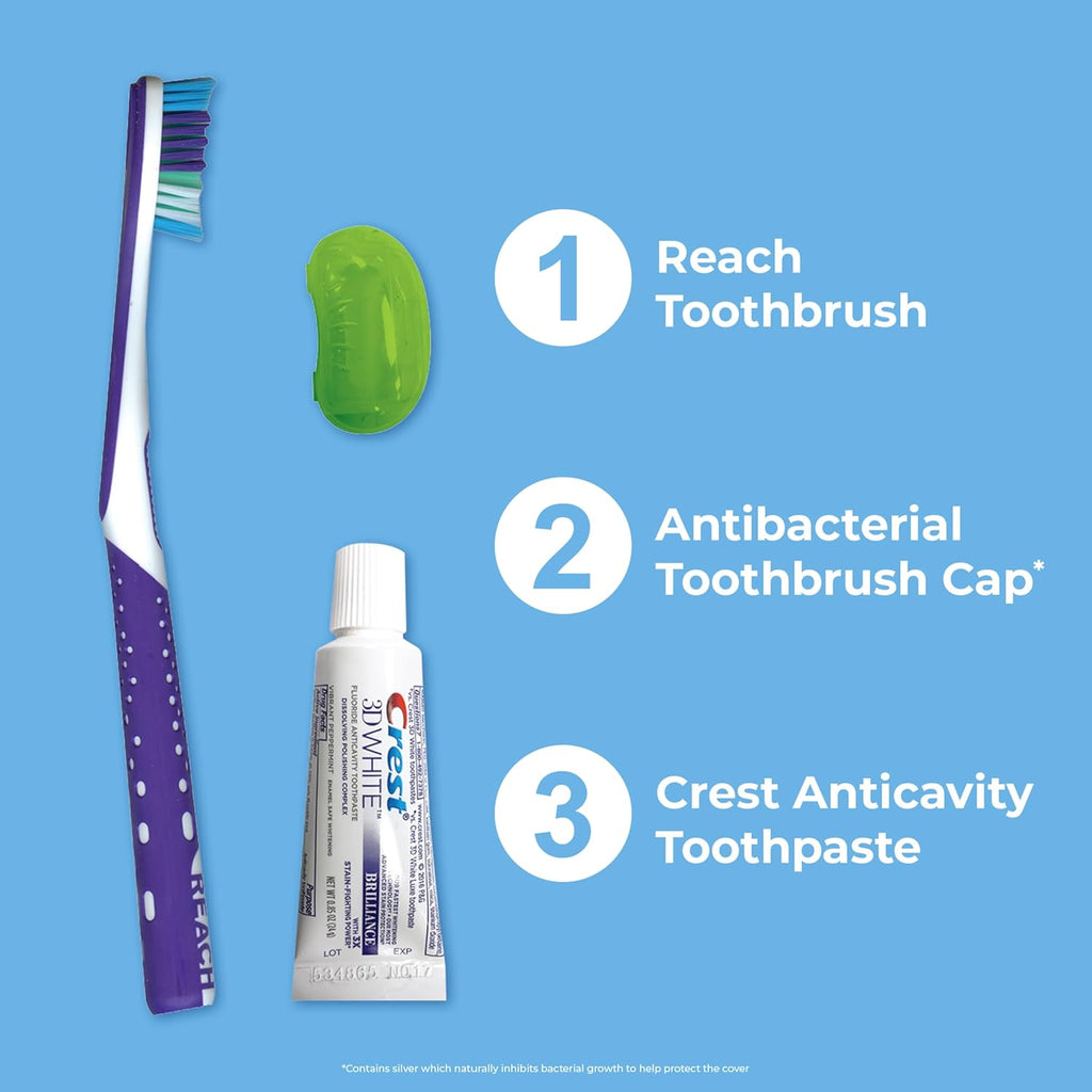 Reach Ultra Clean Travel Toothbrush Kit with Toothpaste and Cap